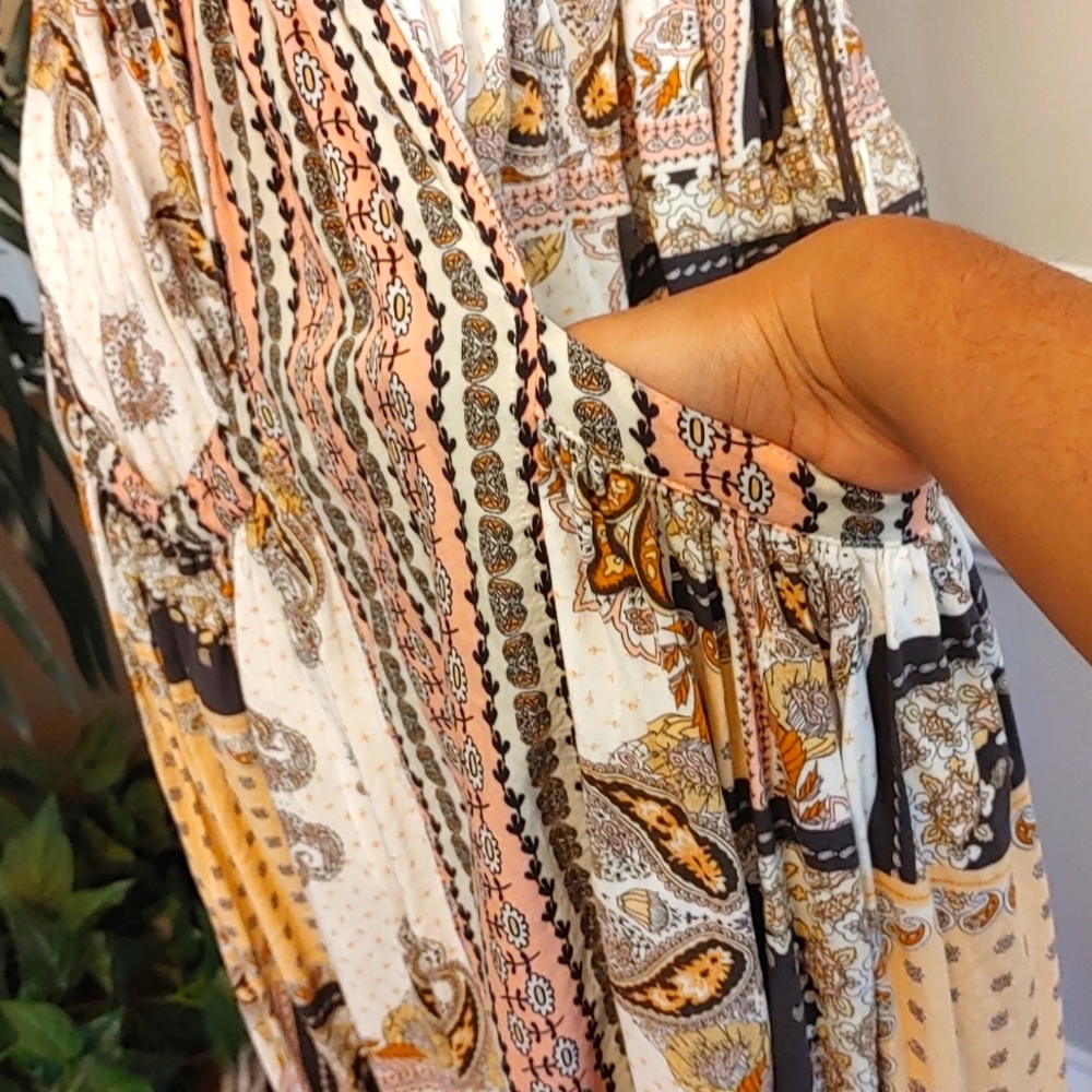 Matilda Jane Perfectly Paisley maxi v-neck with pockets and Belts Size M - Picture 6 of 13